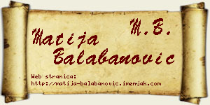 Matija Balabanović vizit kartica
